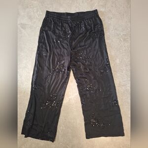 NWT! Rachel Zoe Black Wide-Leg Sequin Embellished Pants Size XL
